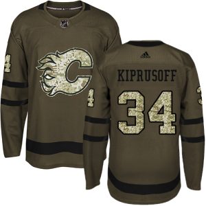 Miehille NHL Calgary Flames Pelipaita Miikka Kiprusoff #34 Authentic Vihreä Salute to Service